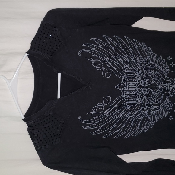 Vintage Y2k Sparkly Affliction Long Sleeve T Shirt - Picture 3 of 11